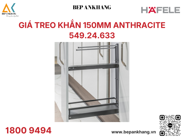 Thanh treo khăn Hafele lắp sau cửa tủ ngăn kéo 549.24.633